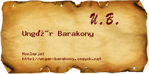 Ungár Barakony névjegykártya